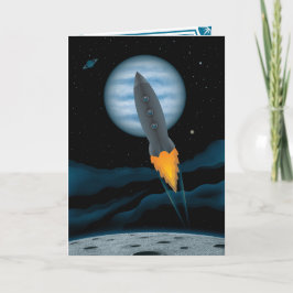 宇宙ロケットシーンのバースデーカード カード