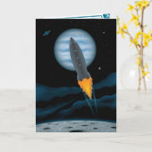 宇宙ロケットシーンのバースデーカード カード (黄色い花)