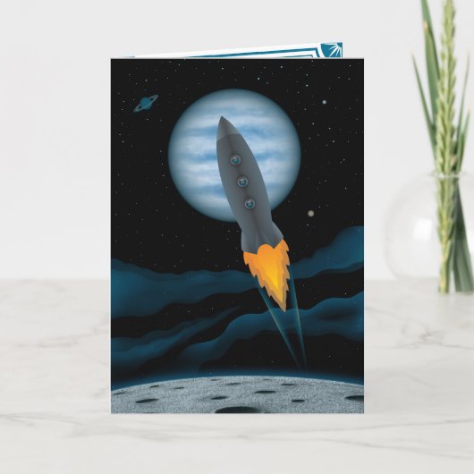 宇宙ロケットシーン 父の日 カード (正面)