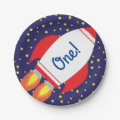 宇宙ロケットスターシップ1歳の誕生日プレート ペーパープレート (正面)