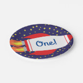 宇宙ロケットスターシップ1歳の誕生日プレート ペーパープレート (アングル)