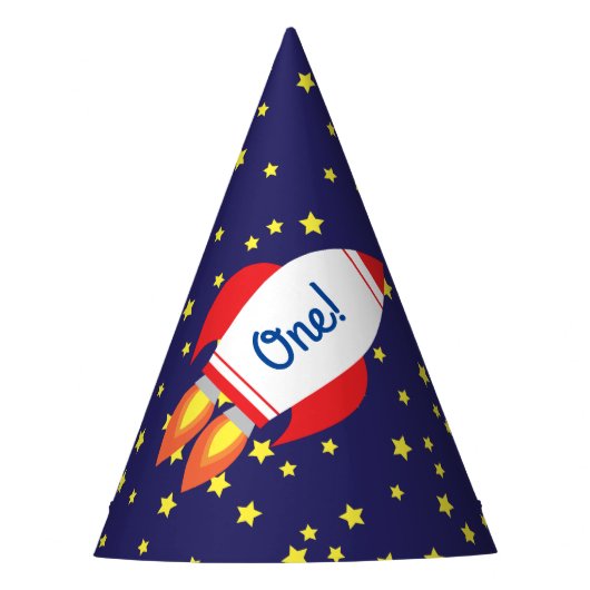 宇宙ロケットスター船1st誕生日パーティー帽子 パーティーハット (正面)