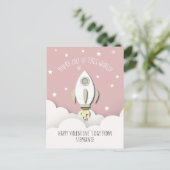 宇宙ロケットピンク教室バレンタイン写真 ポストカード (スタンド正面)