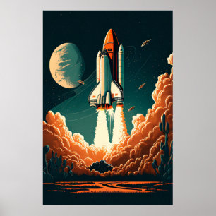 宇宙ロケットブラストオフ ポスター