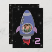宇宙ロケットボーイズ誕生日写真テンプレート招待状 インビテーションポストカード (正面/裏面)