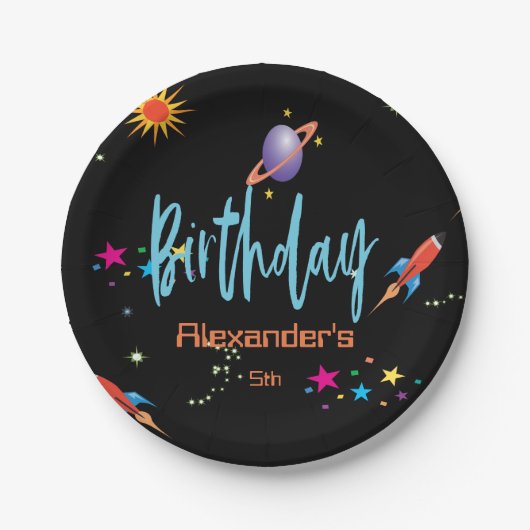 宇宙ロケットボーイズ誕生日 ペーパープレート (正面)