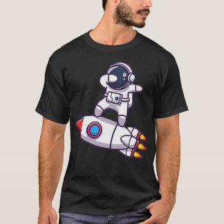 宇宙ロケット付きキュート宇宙飛行士 Tシャツ