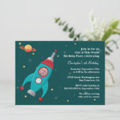 宇宙ロケット写真誕生会の招待状 招待状 (スタンド正面)