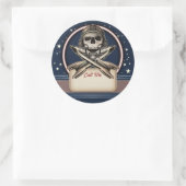 宇宙ロケット名札ステッカー付き海賊 ラウンドシール (バッグ)