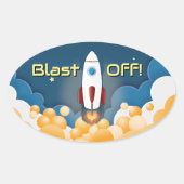 宇宙ロケット宇宙船のカスタムネーム 楕円形シール (正面)