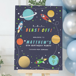 宇宙ロケット宇宙船の誕生日パーティー ポスター