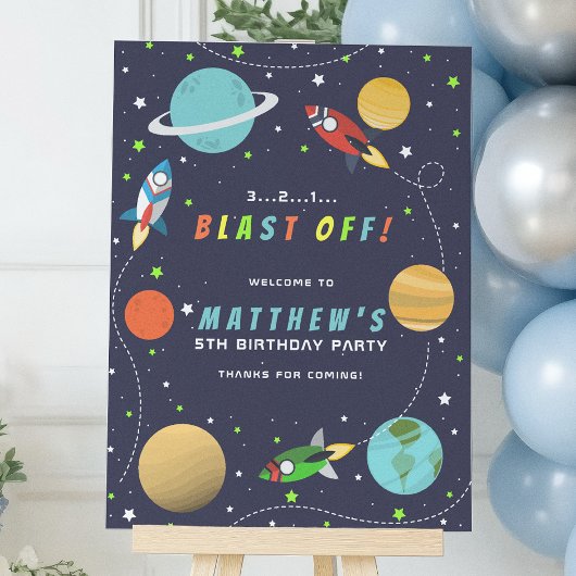 宇宙ロケット宇宙船の誕生日パーティー ポスター