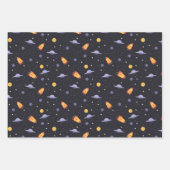 宇宙ロケット宇宙船Ufoの惑星スター ラッピングペーパーシート (正面2)