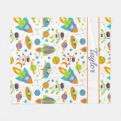 宇宙ロケット宇宙飛行士キッズ フリースブランケット (正面(横))