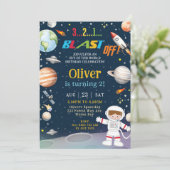 宇宙ロケット宇宙飛行士惑星誕生日 招待状 (スタンド正面)