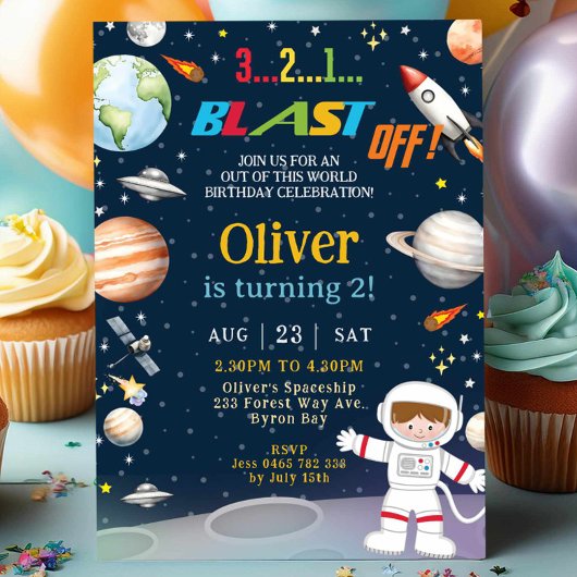 宇宙ロケット宇宙飛行士惑星誕生日 招待状