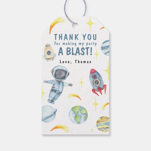 宇宙ロケット宇宙飛行士誕生日パーティー ギフトタグ (裏面)