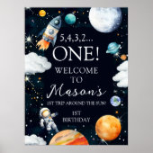 宇宙ロケット宇宙飛行士 1歳 誕生日ウェルカム ポスター (正面)