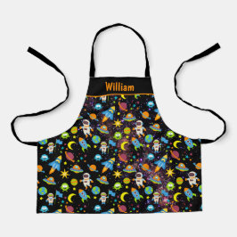 宇宙ロケット惑星ブラック エプロン