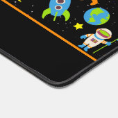 宇宙ロケット惑星ブラック デスクマット (コーナー)
