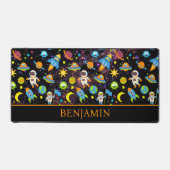 宇宙ロケット惑星ブラック デスクマット (正面)