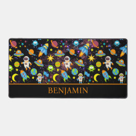 宇宙ロケット惑星ブラック デスクマット