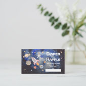 宇宙ロケット惑星ボーイベビーシャワーおむつラッフル エンクロージャーカード (スタンド正面)