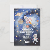 宇宙ロケット惑星ボーイベビーシャワー サンキューカード (正面)