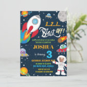 宇宙ロケット惑星宇宙飛行士誕生日写真 招待状 (スタンド正面)