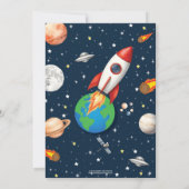 宇宙ロケット惑星宇宙飛行士誕生日 招待状 (裏面)