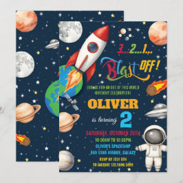 宇宙ロケット惑星宇宙飛行士誕生日 招待状
