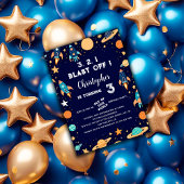 宇宙ロケット惑星海軍ブルー誕生日 招待状