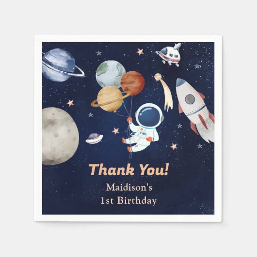 宇宙ロケット惑星紙プレートナプキンス スタンダードカクテルナプキン (正面)