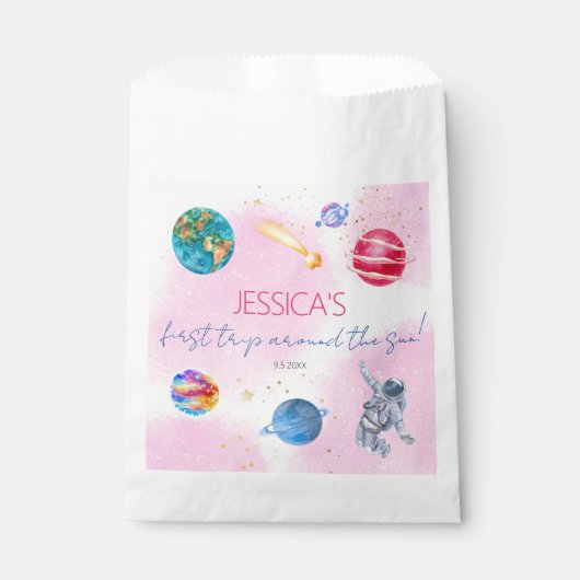 宇宙ロケット惑星達ガール誕生日 フェイバーバッグ (正面)