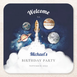 宇宙ロケット惑星銀河系紙プレート スクエアペーパーコースター