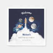 宇宙ロケット惑星銀河系紙プレートSqu スタンダードカクテルナプキン (正面)