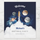 宇宙ロケット惑星銀河系 ワインラベル (シングルラベル)