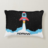 宇宙ロケット打ち上げ名前をカスタムする アクセントクッション (裏面)