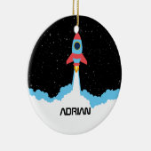 宇宙ロケット打ち上げ名前をカスタムする セラミックオーナメント (右)