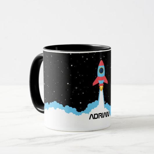 宇宙ロケット打ち上げ名前をカスタムする マグカップ (正面左)