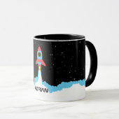 宇宙ロケット打ち上げ名前をカスタムする マグカップ (正面右)