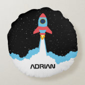 宇宙ロケット打ち上げ名前をカスタムする ラウンドクッション (裏面)