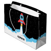 宇宙ロケット打ち上げ名前をカスタムする ラージペーパーバッグ (裏面アングル)