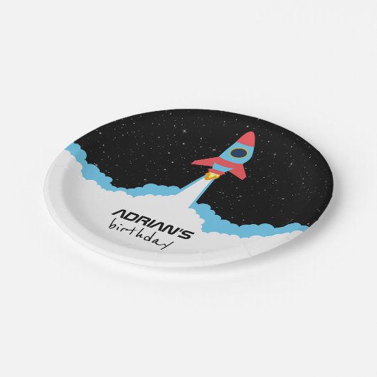 宇宙ロケット打ち上げ子供の誕生日 ペーパープレート (アングル)