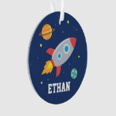 宇宙ロケット発射、キッズパーソナライズされた オーナメント (正面)