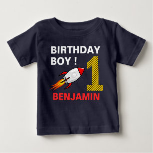 宇宙ロケット第1誕生日パーティー ベビーTシャツ