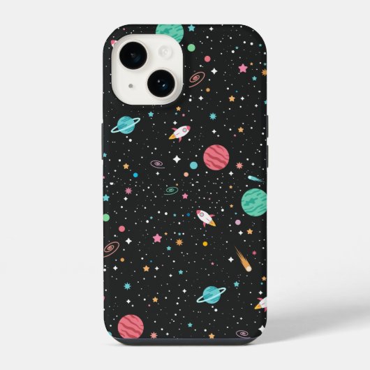 宇宙ロケット船と惑星 iPhoneケース (裏面)