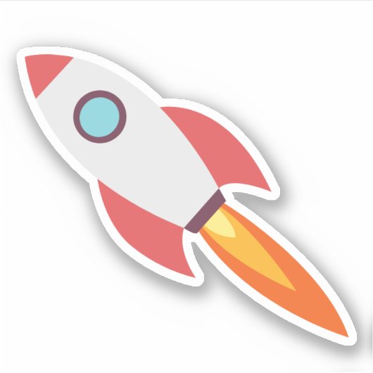 宇宙ロケット船の漫画 シール (正面)