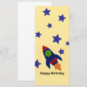 🚀宇宙ロケット船ハッピーバースデー 招待状 (正面/裏面)