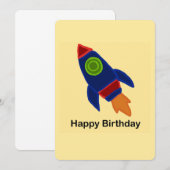 🚀宇宙ロケット船ハッピーバースデー 招待状 (正面/裏面)